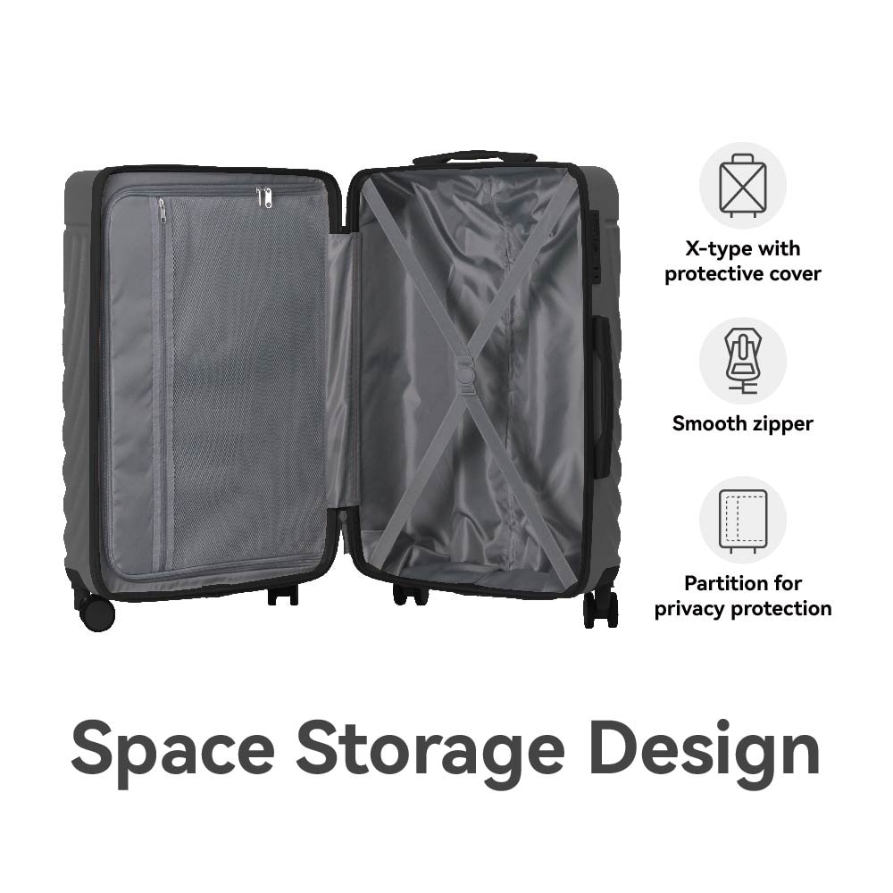 Luggage Sets ABS Hardshell 3pcs Luggage, Lightweight Durable Suitcase Sets Spinner Wheels Suitcase With TSA Lock 20''24''28'' Available(Grey Ash)_voghion.com